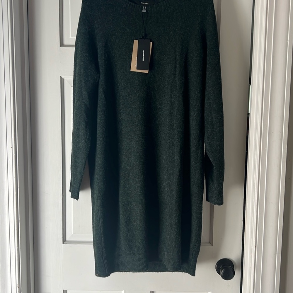 Women’s Forest Green Crew Neck Sweater Dress